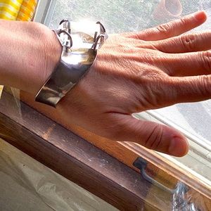 Super woman! Solid silver huge super clear quartz power band.  VINTAGE